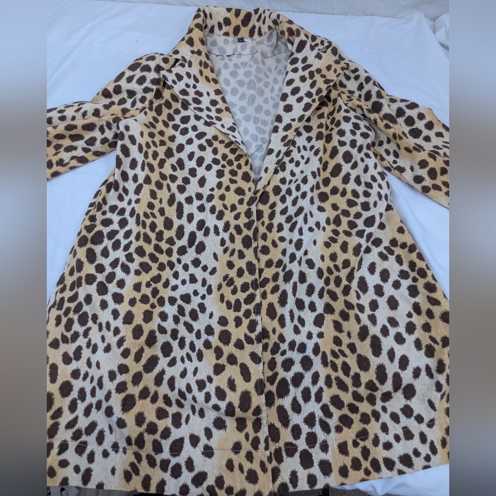 L.A.M.B. Leopard Print Wool Coat in Tan and Black - Picture 3 of 11